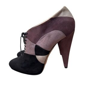 Vintage Prada Patchwork Suede Oxford Heels | Early 2000s | EU 41 US 10.5